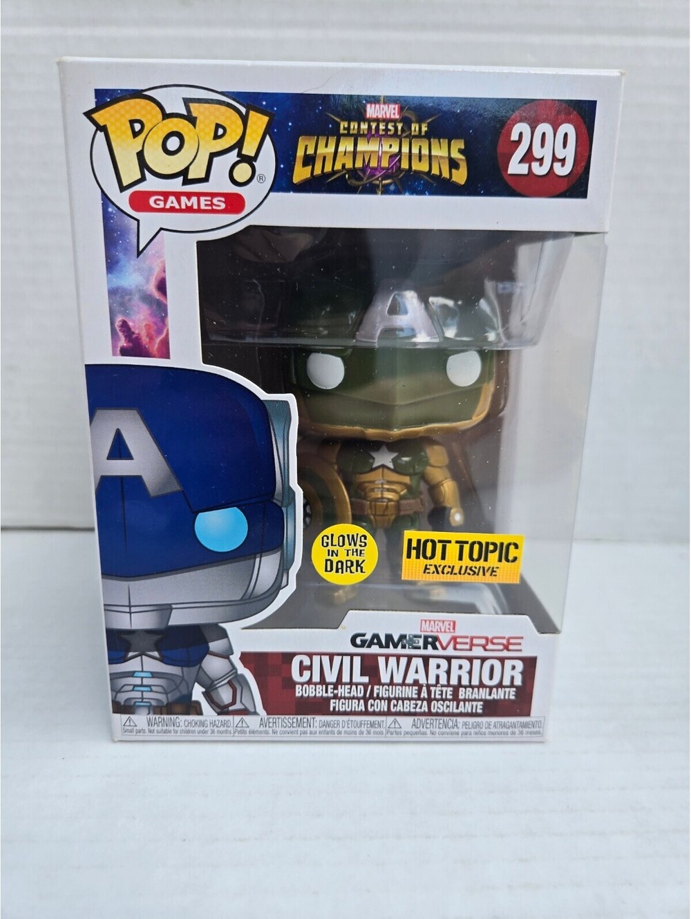Funko Pop! Marvel Civil Warrior #299 Glow in the Dark Hot Topic Exclusive